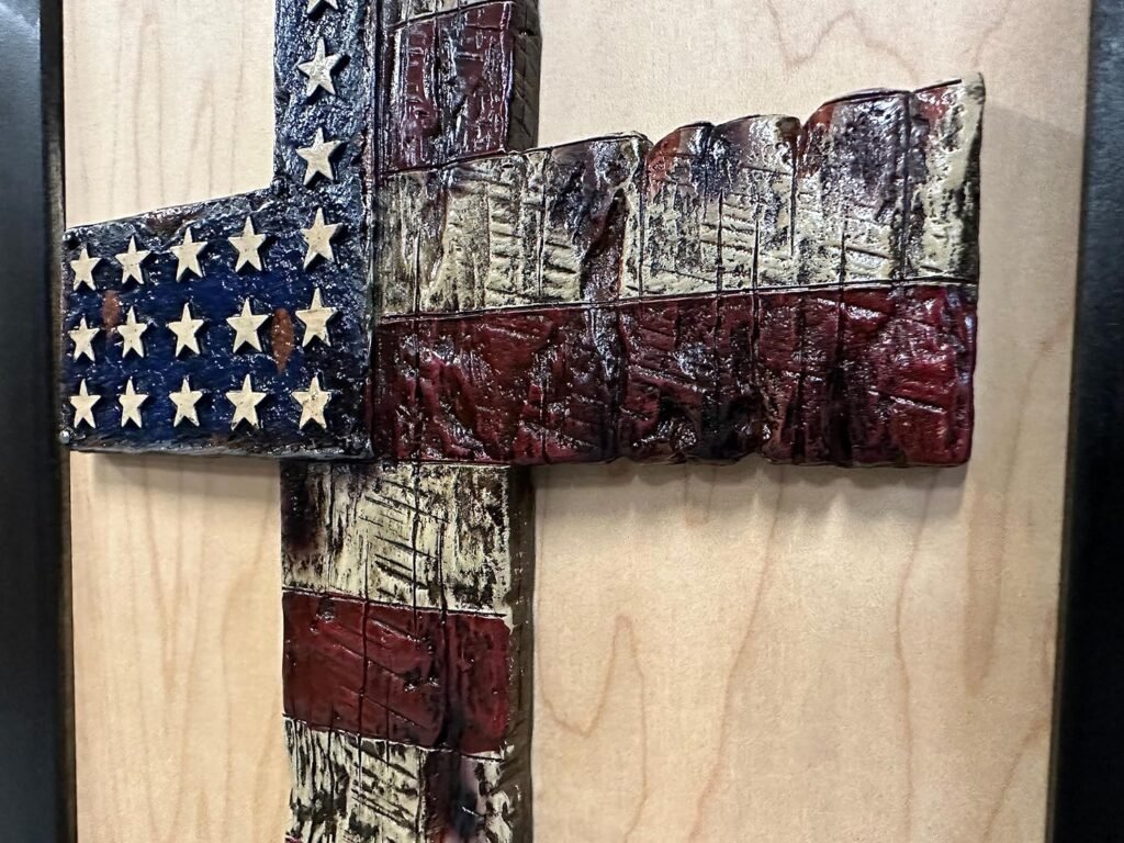 American Flag Cross Decorative Wall-Mounted Secure Gun Cabinet