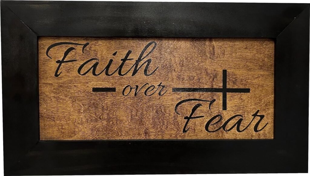 Decorative Concealed Gun Cabinet with Faith Over Fear Design, Securely Store Your Gun In Plain Sight by Bellewood Designs