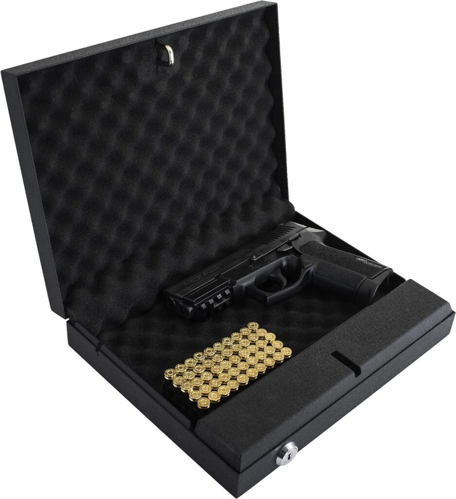 Gun Safe Box Lock Biometric Pistol Vault Firearm Security Key Pad Manual Locks [California DOJ Certified] (Non-Finger Print)