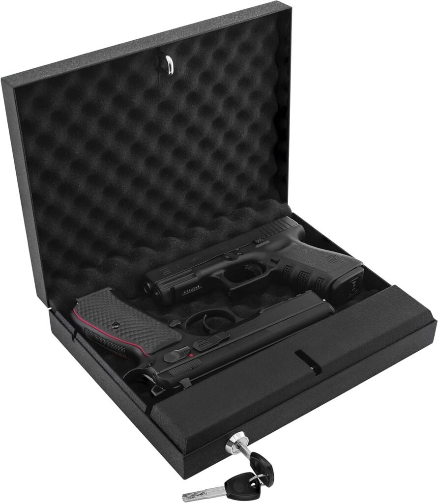 Gun Safe Box Lock Biometric Pistol Vault Firearm Security Key Pad Manual Locks [California DOJ Certified] (Non-Finger Print)