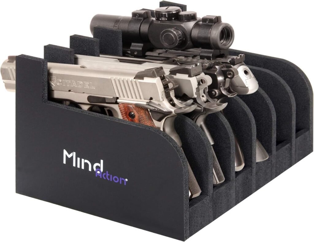 Mind and Action Foam Pistol Rack Handgun Holder for Gun Safe Gun Cabinet Accessories, Customized Gun Storage Solution
