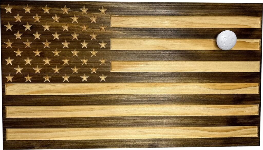 Carved American Flag Hidden Gun Storage Safe - American Flag Concealed Gun Storage Cabinet by Bellewood Designs (Early American)