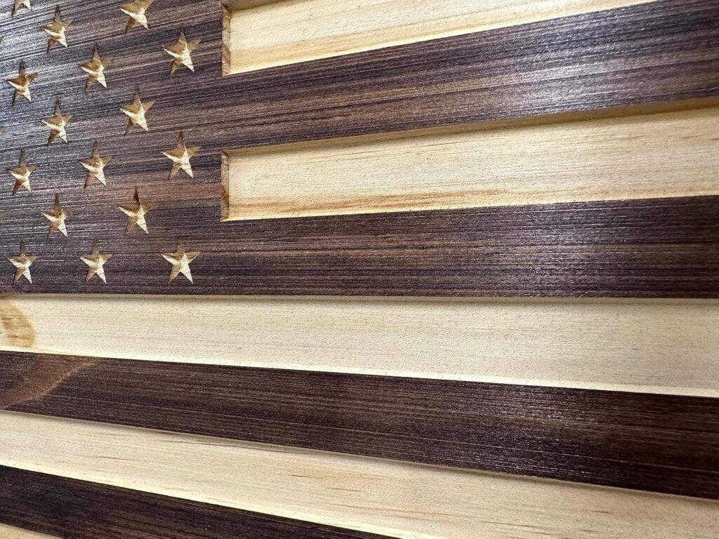 Carved American Flag Hidden Gun Storage Safe - American Flag Concealed Gun Storage Cabinet by Bellewood Designs (Early American)